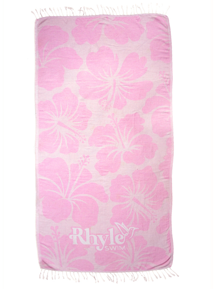 Rhyle Swim Beach Towel Pink with Pink Flowers-Rhyle Swim