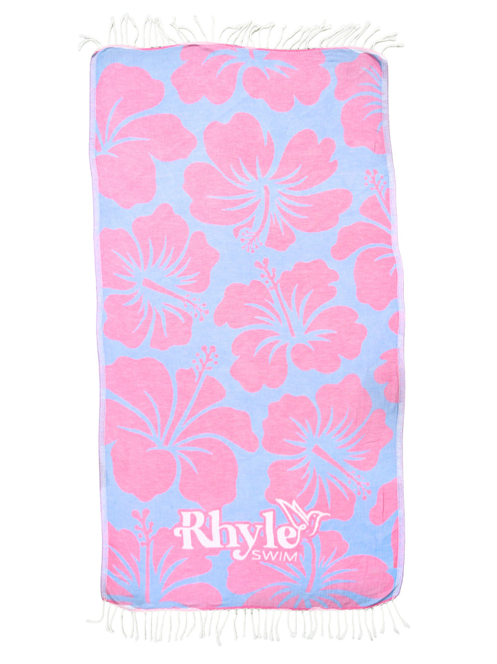 Rhyle Swim Beach Towel - Pink/Blue Hibiscus-Rhyle Swim