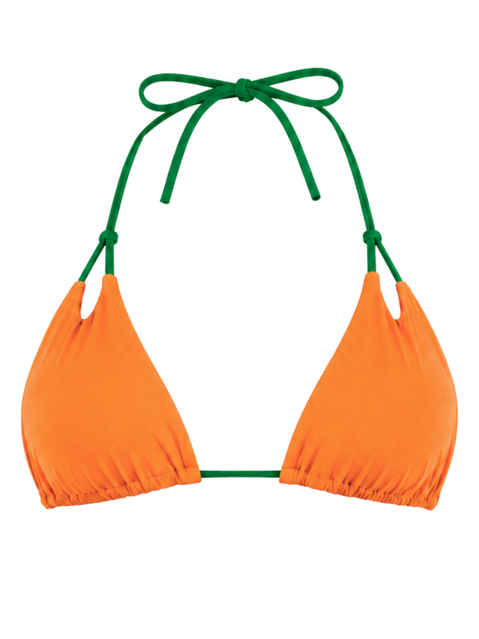 University of Miami Orange/Green Diamond Cut Out Triangle Top (Final Sale)-Rhyle Swim