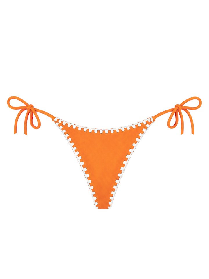 University of Miami Orange/Green Reversible Crochet Tie Side Bottom (Final Sale)-Rhyle Swim