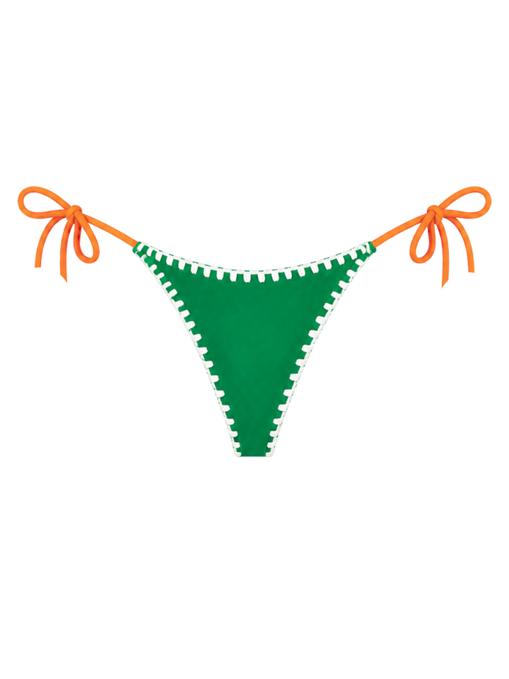 University of Miami Orange/Green Reversible Crochet Tie Side Bottom (Final Sale)-Rhyle Swim