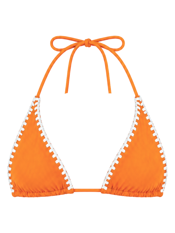 University of Miami Orange/Green Reversible Crochet Triangle Top (Final Sale)-Rhyle Swim
