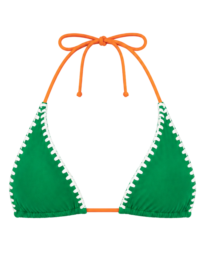 University of Miami Orange/Green Reversible Crochet Triangle Top (Final Sale)-Rhyle Swim
