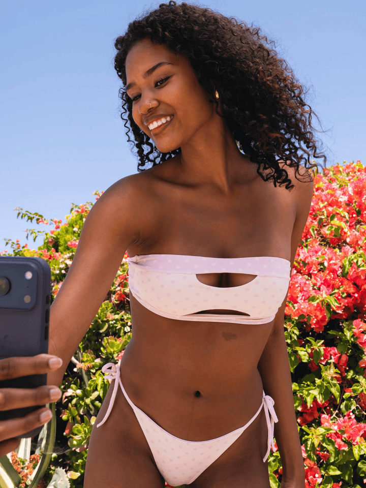 Vintage Polka Dots 2-Slit Bandeau Top-Rhyle Swim