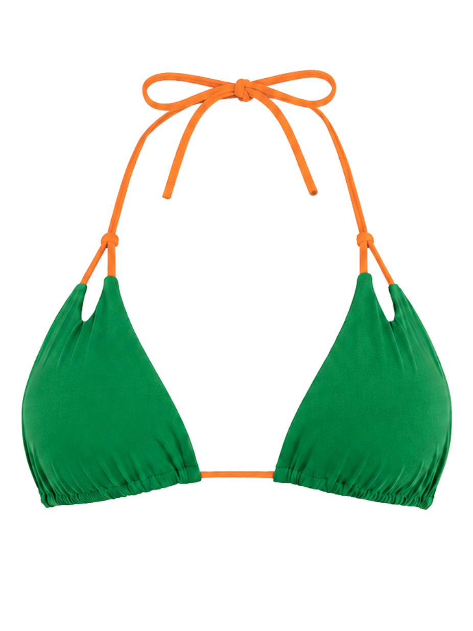 University of Miami Green/Orange Diamond Cut Out Triangle Top (Final Sale)-Rhyle Swim